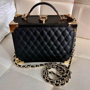 RARE Aspinal of London Trunk Bag Quilted Kaviar